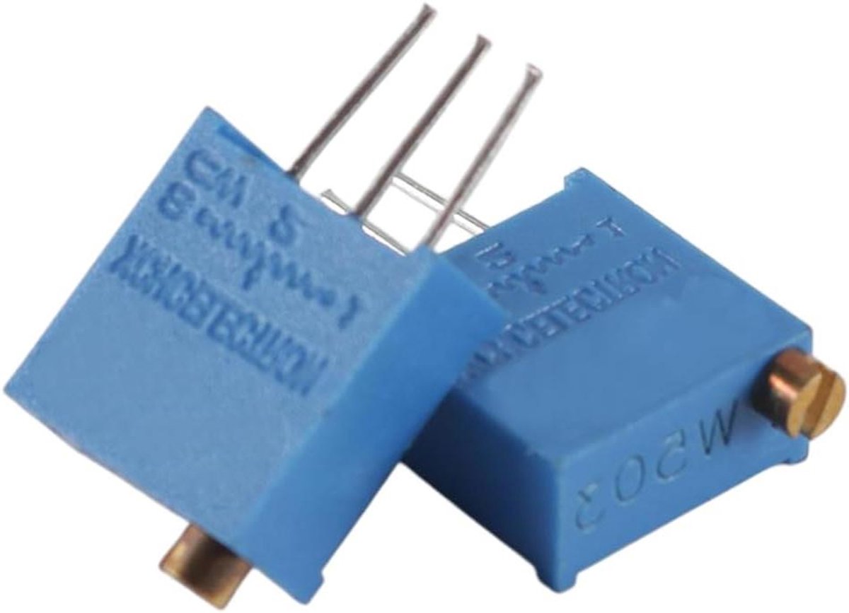 Verstelbare Potentiometer - Variabele Weerstand - Circuit Kalibratie - 28 Rotaties Nauwkeurig - 50K Ohm - Blauw