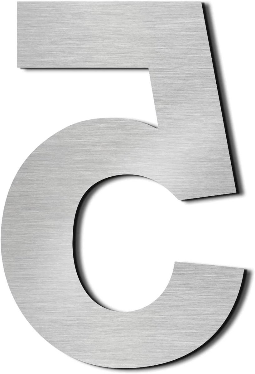 Huisnummer Geborsteld - Aluminium Cijfer - Adres Aanduiding - Hoogte 20cm - 5 Stuks - Aluminium