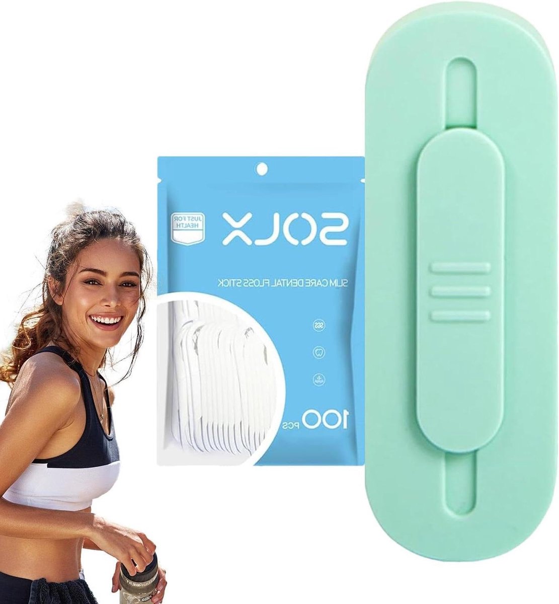 Reis Flosdispenser - Flos Houder - Mondhygiëne - Bidirectioneel Ontwerp - 100 Stokjes - Wit Groen Roze