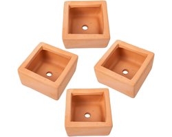 Keramische Plantenbak - Bloempot Terracotta - Kamerplanten Buiten - Ruimtebesparend Ontwerp - 9x9x5 cm - Bruin