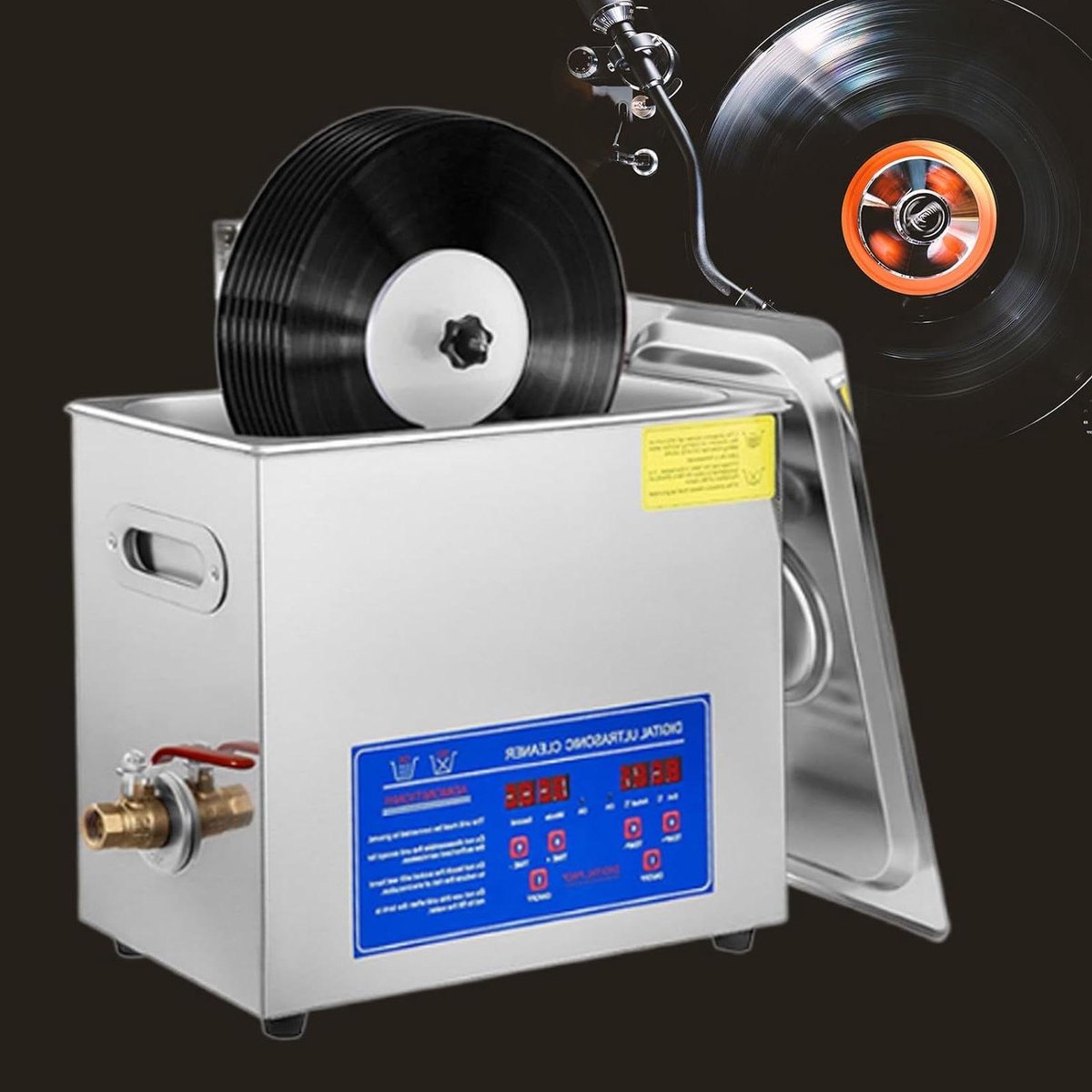 Ultrasone Platenreiniger - Vinyl Reiniger - Platen Schoonmaken - 40kHz Dieptereiniging - 6.5L Tank - Zilver