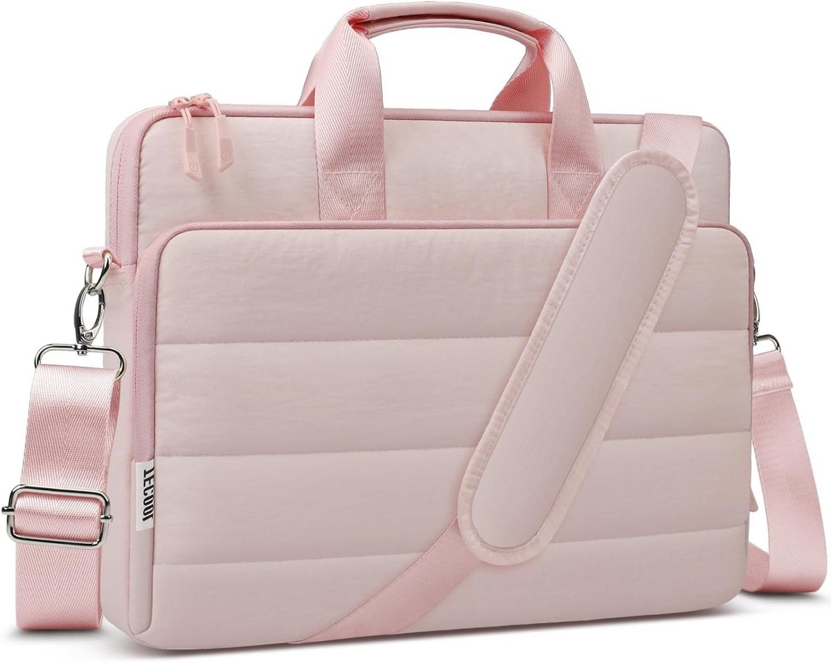 Laptoptas - Schoudertas Aktetas - Notebook Transport - Waterafstotend Polyester - 14 inch - Roze