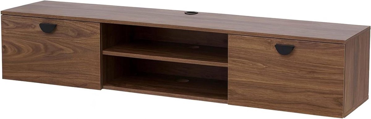 Tv-kast - Hangend meubel - Media-opslag - Industrieel design - 160 cm - Donker hout