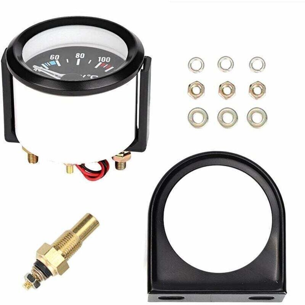 Koelvloeistoftemperatuurmeter Geschikt voor auto's, wijzerplaat van 52 mm (2 inch).