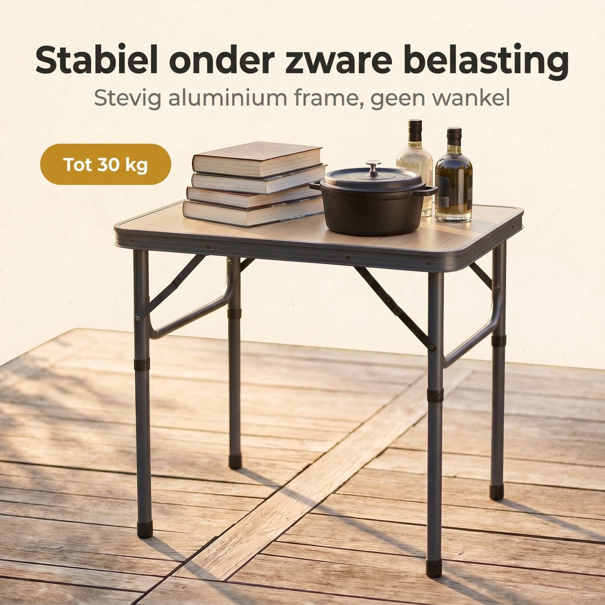 Lomera Campingtafel Hoogte Verstelbaar - Inklapbaar - Opvouwbaar - Kampeertafel - Klaptafel - Vouwtafel - Bijzettafel - Picknicktafel - Lichtgewicht - Draagbaar voor Camping - voor Buiten - voor Tuin - voor Picknick thumbnail 3