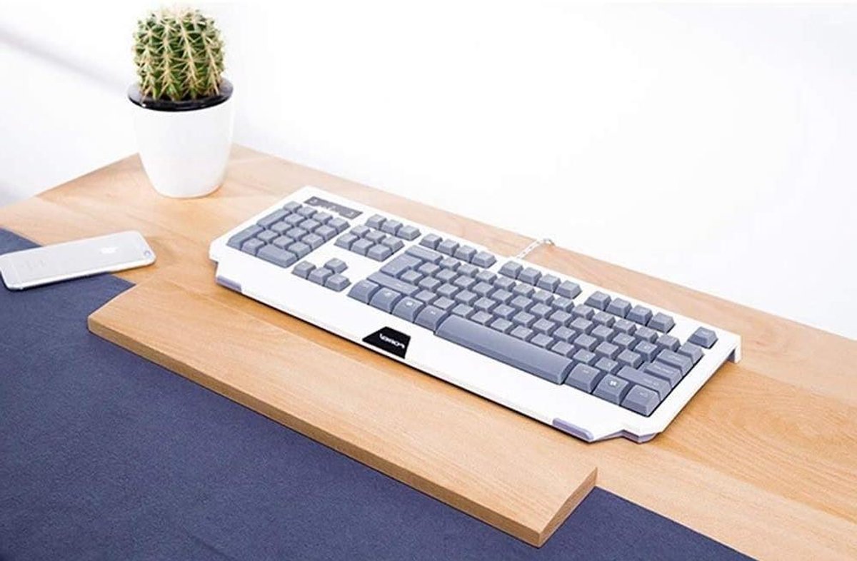 Polssteun Hout - Ergonomische Steun - Comfortabel Werken - Handgemaakt Ontwerp - 44x8x1.9cm - Natuurlijk Hout