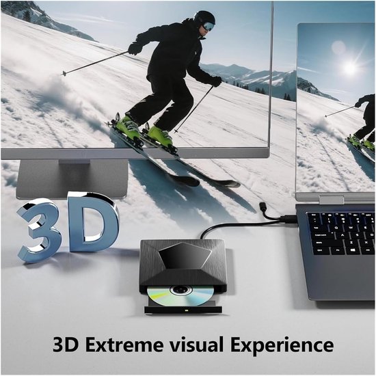 Externe Blu-ray Speler - Draagbare Brander - Films Kijken - USB 3.0 Snelheid - 2 MB Cache - Zwart — afbeelding 2