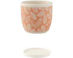 Bloempot met Schotel - Decoratieve Pot - Planten Verfraaien - Met Drainagegat - Middelgrote Maat - Roze