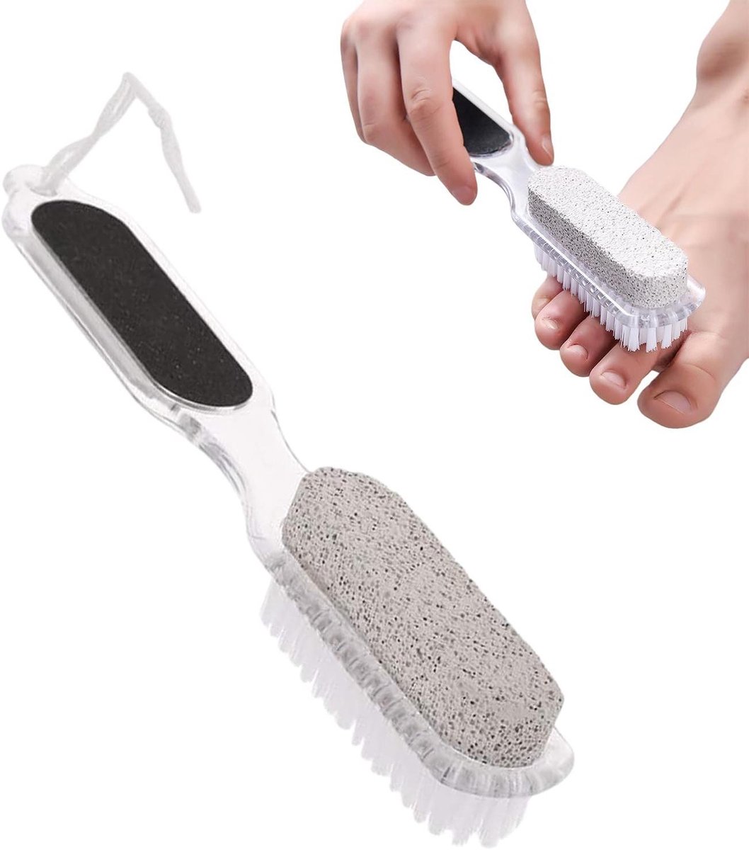 Voetborstel - Pedicure Tool - Voetverzorging Thuis - 4-in-1 Dubbelzijdig - 64 x 279 cm - Grijs