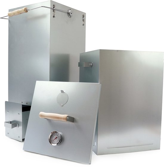 Eurocatch Telescopische Rookoven Vierkant 101 cm - Verzinkt Metalen Rookkast - Smoker voor Buiten met Thermometer en 10 Rookhaken - Extra Rookmot van Eurocatch — afbeelding 2