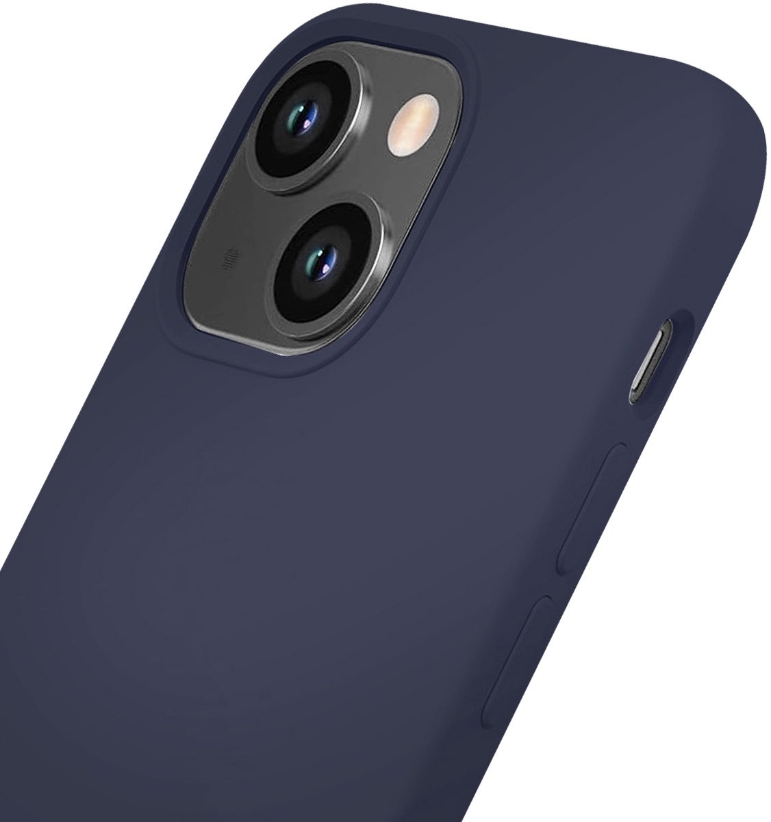 Jaym, Geschikt voor Apple iPhone 13 Mini Premium Siliconen Microvezel Hoesje, Blauw