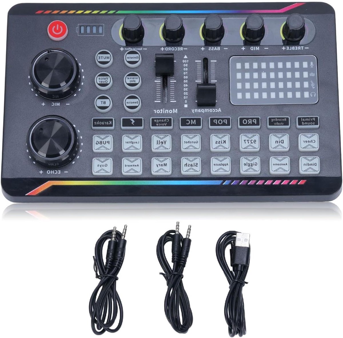 Audio Mixer - Geluidskaart Podcast - Live Streaming Opnemen - Draadloze Bluetooth Begeleiding - Compact Ontwerp - Zwart