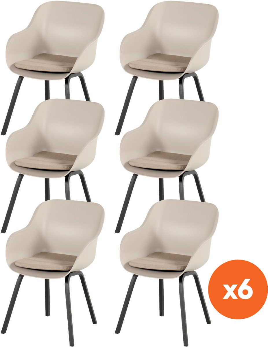 Set van 6 - Hartman Le Soleil Element dining armstoel - Soft Taupe/Black