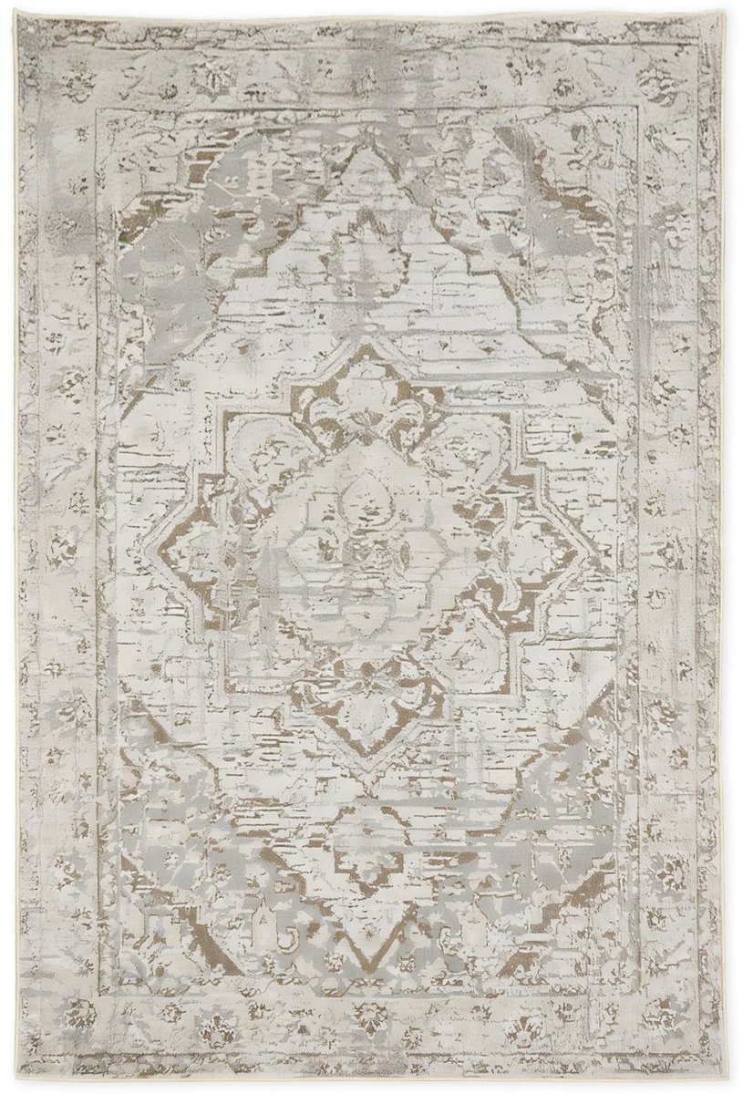 Vloerkleed perzisch 160x230cm beige tapijt laagpolig vloerbedekking