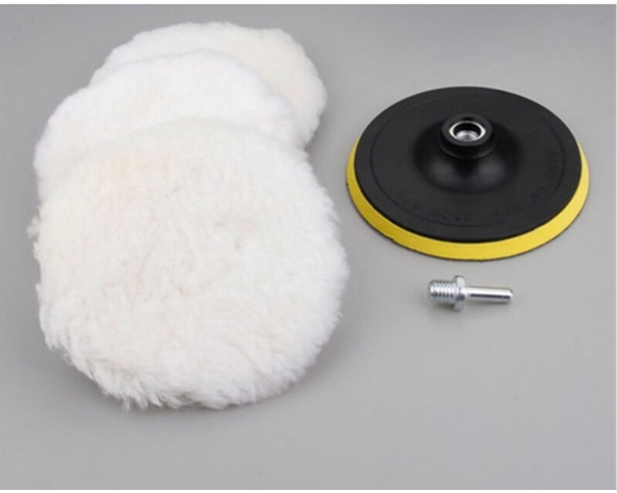 Zelfklevende polijstpads, 5-inch autopolijstspons van wol, 5-delige ronde polijstpadset.