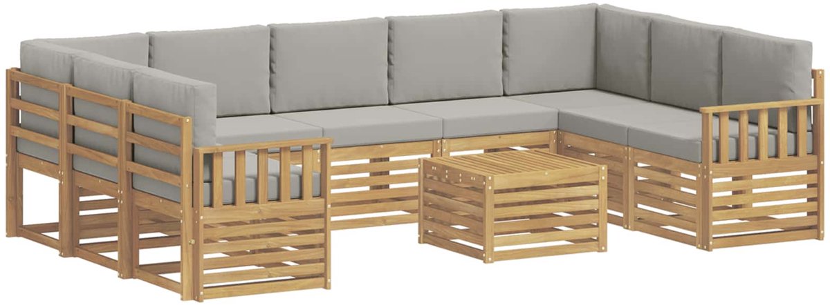 vidaXL Buiten - bank - set - 10 - st - 9-zits - Wit - en - lichtgrijs - Polyester Wit en Lichtgrijs