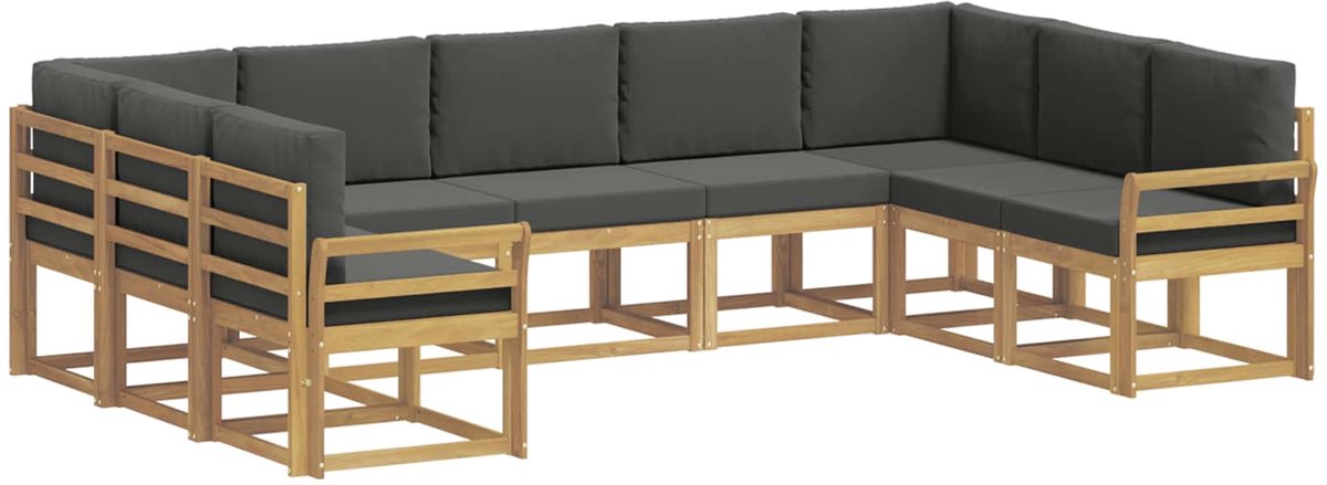 vidaXL Buiten - bank - set - 9 - st - 9-zits - Wit - en - antracietkleurig Wit en antracietkleurig