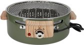 Norländer Hybride Bbq Tafelbarbecue Groen - Elektrisch en Houtskool - Voor Balkon, Tuin, Terras en Camping