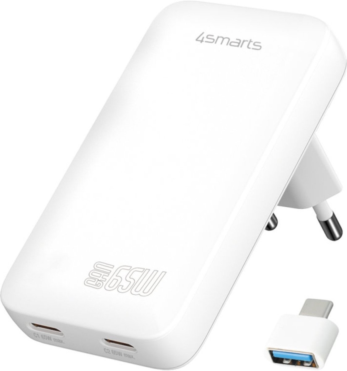 4smarts FlatPlug 65W Power Delivery Dual Quick Charge USB-C Oplader Wit
