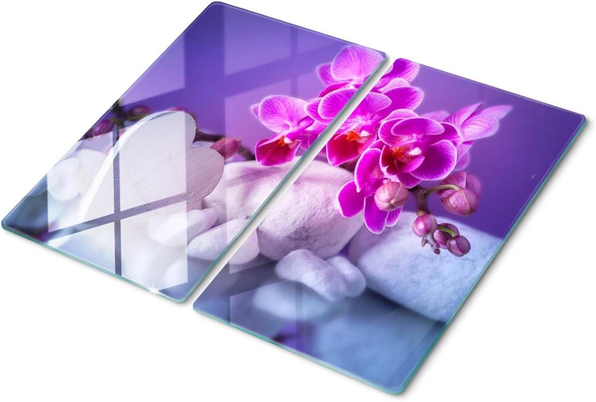 Glazen snijplank - Kookplaatafdekking - Keukenbescherming - Gehard glas - 30x52cm - Kleurrijk