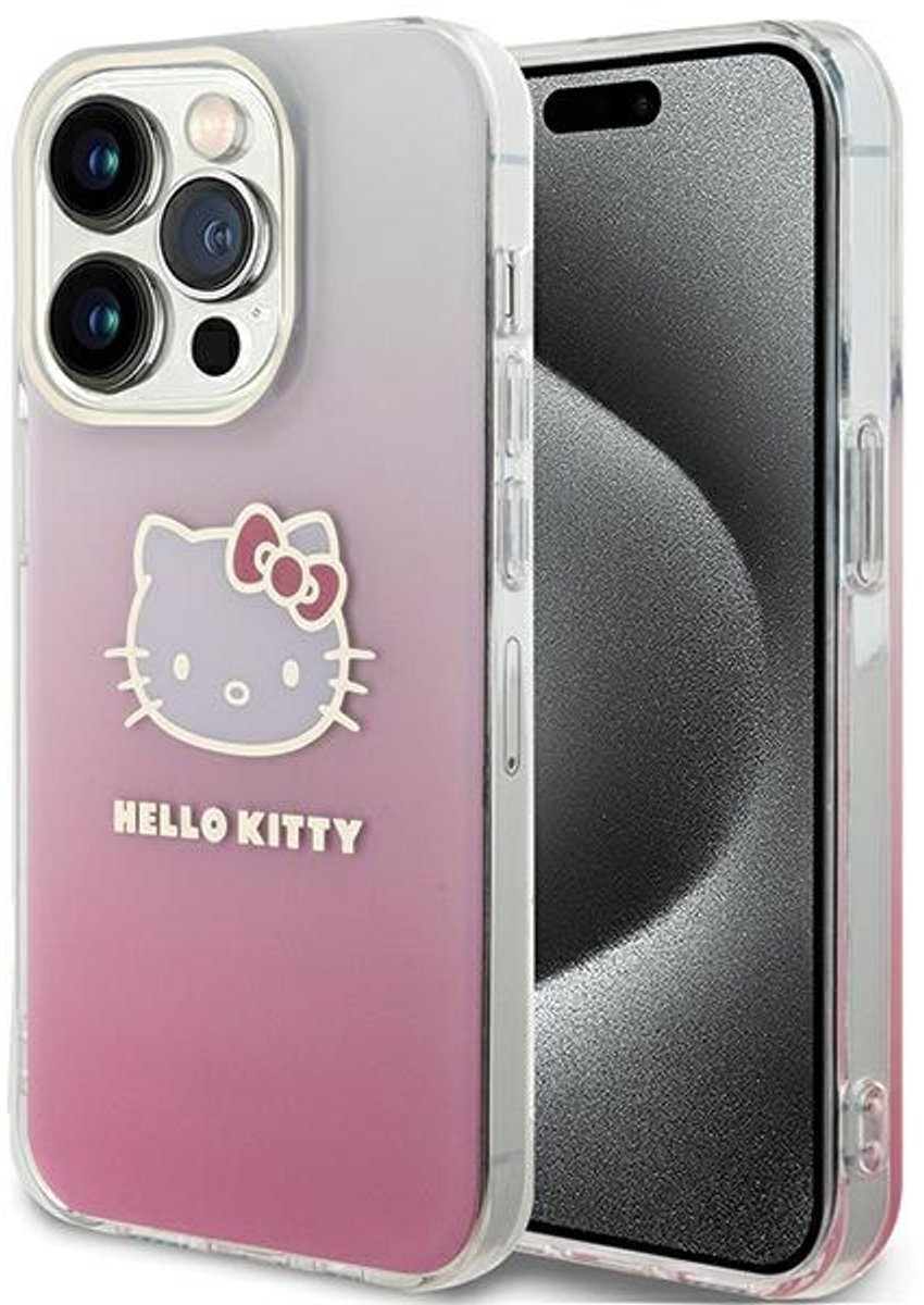 Hello - Kitty - IML Gradient Electrop Kitty Hoofdhoes voor iPhone - 13 - Pro / 13 - roze