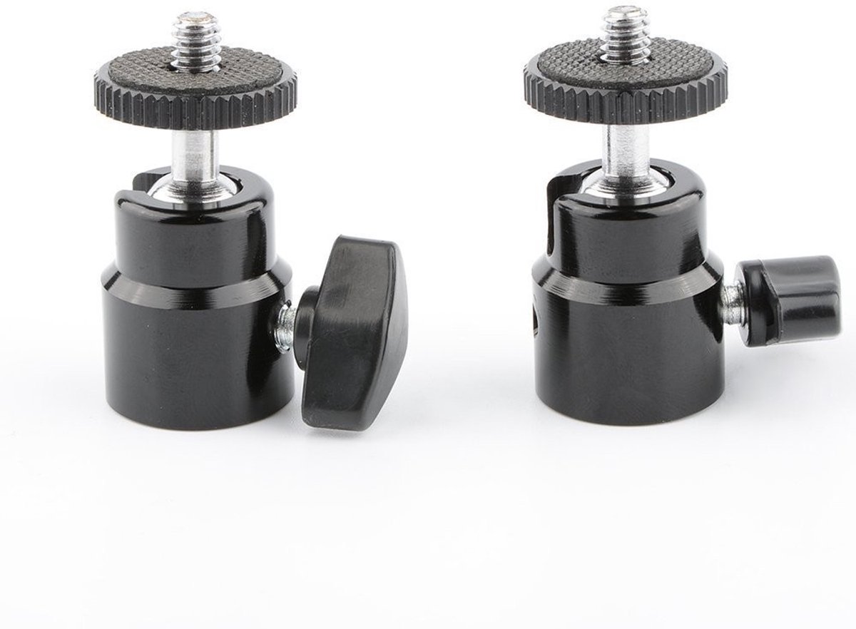 Allecto - Mini-statiefkop - Kogelkop - 360 graden draaibaar - Aluminium - Lichtgewicht - Duurzaam - Geschikt voor camera's - 2 stuks