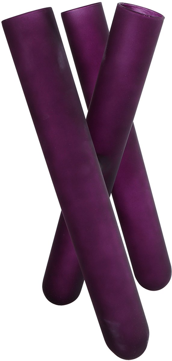 Vaas Triple Tube XL decoratie paars glas 35x18x14cm multicolor.