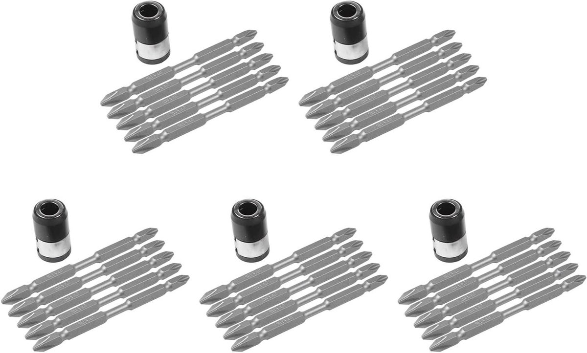 25-Delige S2-Schroevendraaierbitset, 100 mm Sterke Magneet, Stalen Dubbele, Zeskantschacht met Magnetiseurring