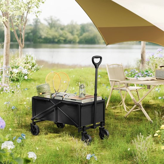 Joholic - Bolderkar - Bolderkar opvouwbaar - Tuinwagen - Kamperen & Strand - 360° Draaibare Wielen - 80 kg Laadvermogen - Zwart van Merkloos — afbeelding 2