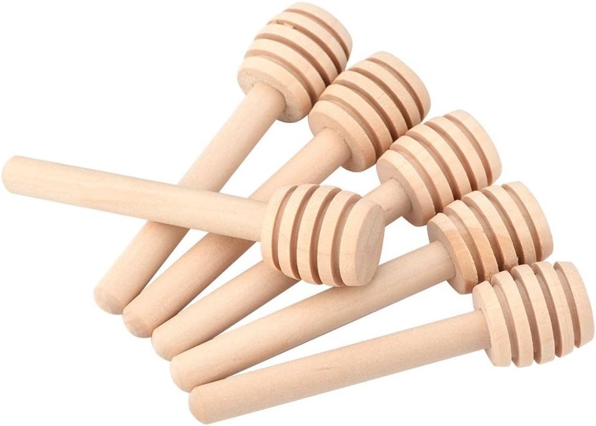 Houten honinglepels 50 stuks - Mini roerstaafjes voor koffie, melk en thee - Perfect voor jam en honingdispensers (10 cm)