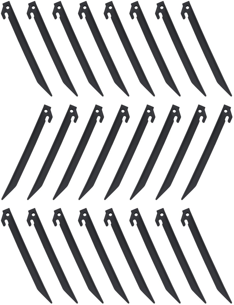 Allecto - Tent Pegs - Plastic Tent Haringen voor Tuin en Camping - 24x 230mm - Sterke en Betrouwbare Tent Pegs - Ideaal voor Buiten - Zwart Model