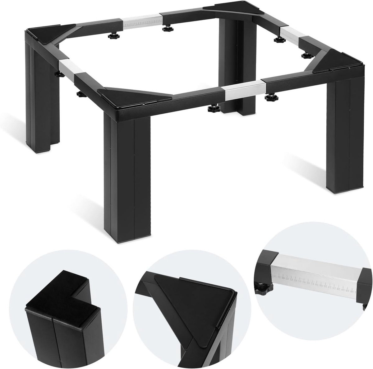 Wasmachineonderstel - Onderstel Wasmachine - Huishoudelijk Gemak - Verstelbaar Roestvrij Staal - 495 - 78 cm - Zwart