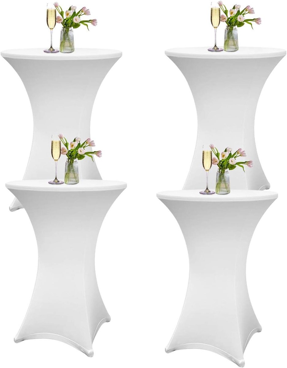 Statafelhoezen Set - Tafelkleden Elastisch - Feest Decoratie - Versterkte Poten - Ø 60-65 cm - Wit