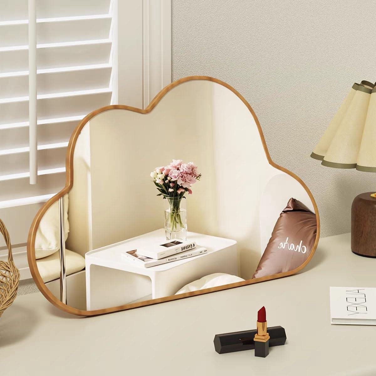 Bureau Spiegel - Make-up Spiegel - Make-up Aanbrengen - Verstelbare Hoogte - 30 x 40 cm - Lichtbruin