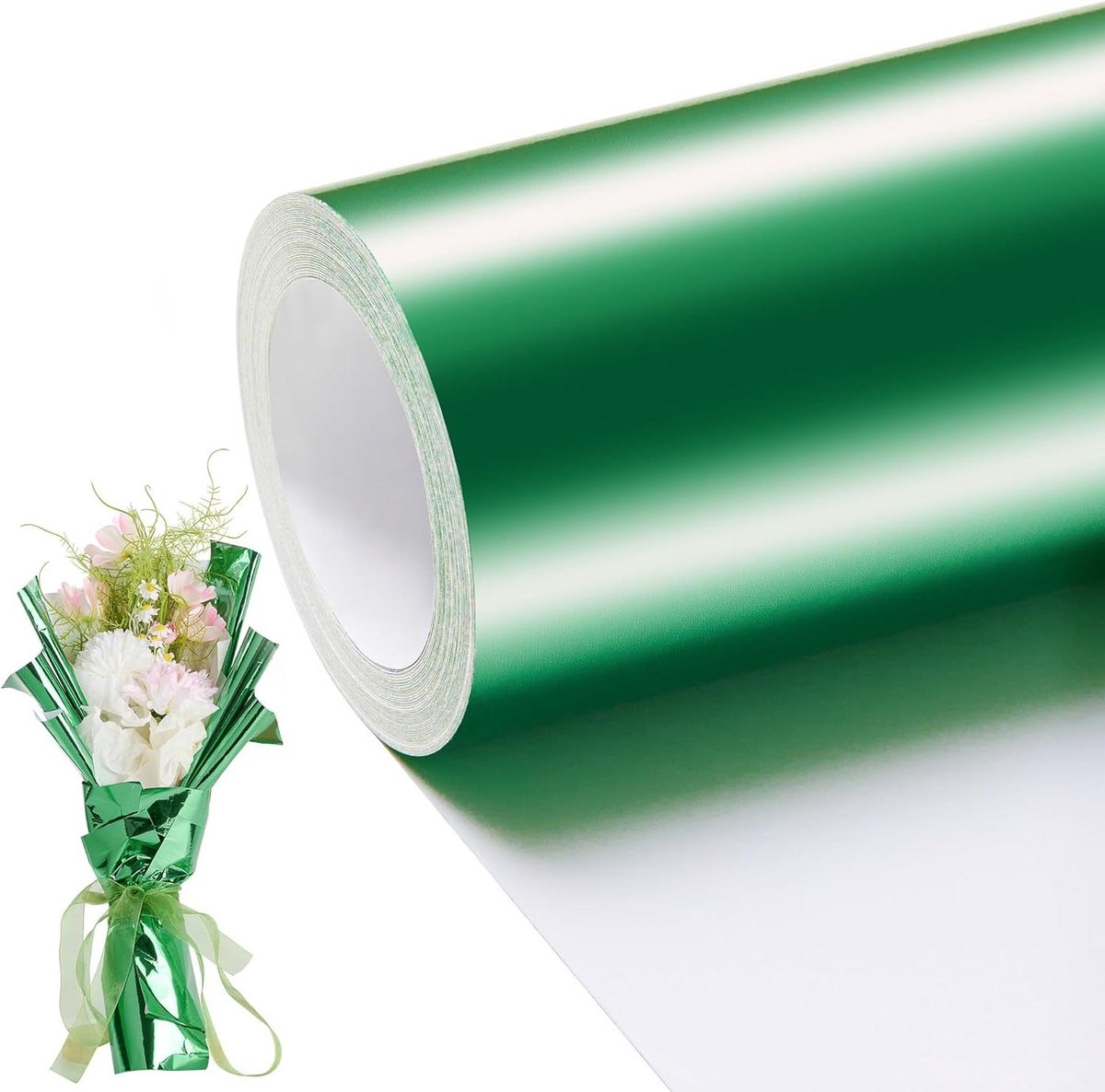 Metalen inpakpapier - Cadeaupapier Rol - Geschenken Inpakken - Glinsterende Metallic Afwerking - 432 cm x 15 m - Groen
