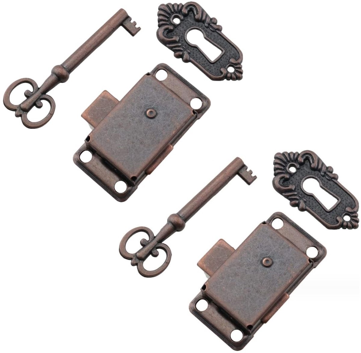 Store_8 - Cabinet Door Lock - Antieke Meubel Slot - Decoratief met Sleutel - 2 Stuks - Geschikt voor Kasten en Gereedschapskisten - Vintage Stijl