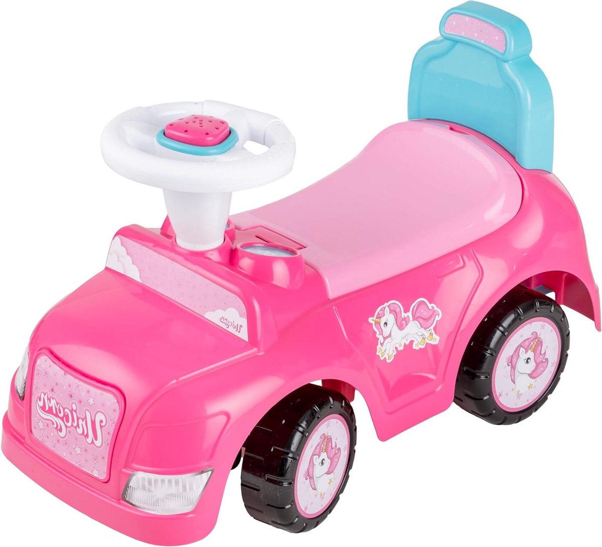 Loopauto met Claxon - Rijspeelgoed Auto - Leren Lopen - Kantelbeveiliging Systeem - 39 x 63 x 27 cm - Roze
