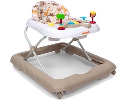 Loopwagen Dino - Loopplank peuter - Eerste stapjes leren - Interactief speelblad - 51 cm hoog - Beige