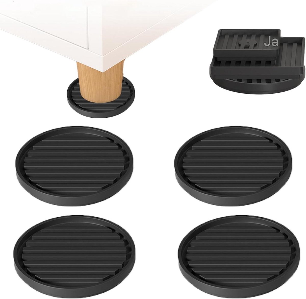 longziming -Meubelwielen Pads - Meubel Onderleggers - Vloerbeschermers - Geluidsreductie - Schokabsorptie - TPE Rubber - Geurloos En Stapelbaar - Geschikt Voor Alle Vloertypen - 4 Stuks