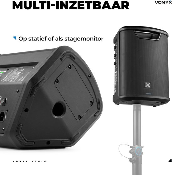 Bluetooth speaker - Vonyx PRO X1A - Draadloze speaker - Compact PA systeem met oplaadbare accu - 250W van Merkloos — afbeelding 3