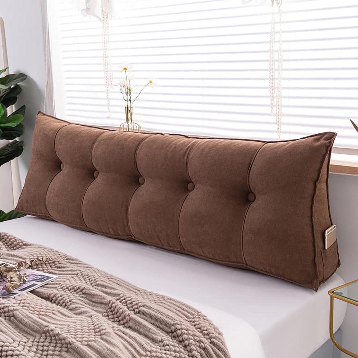 Leeskussen - Rugkussen Hoofdeinde - Comfortabel Lezen - Wigvormige Steun - 60x50x20cm - E