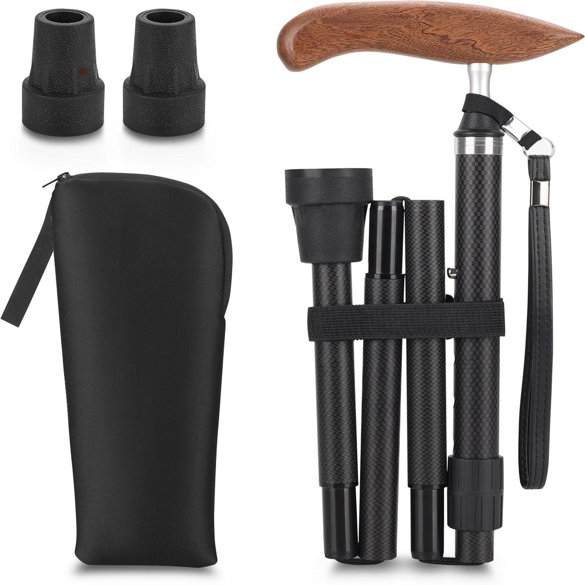 Wandelstok - Trekstok Hiking - Stabiliteit Outdoor - Lichtgewicht Carbon Fiber - One Size - Sapelli