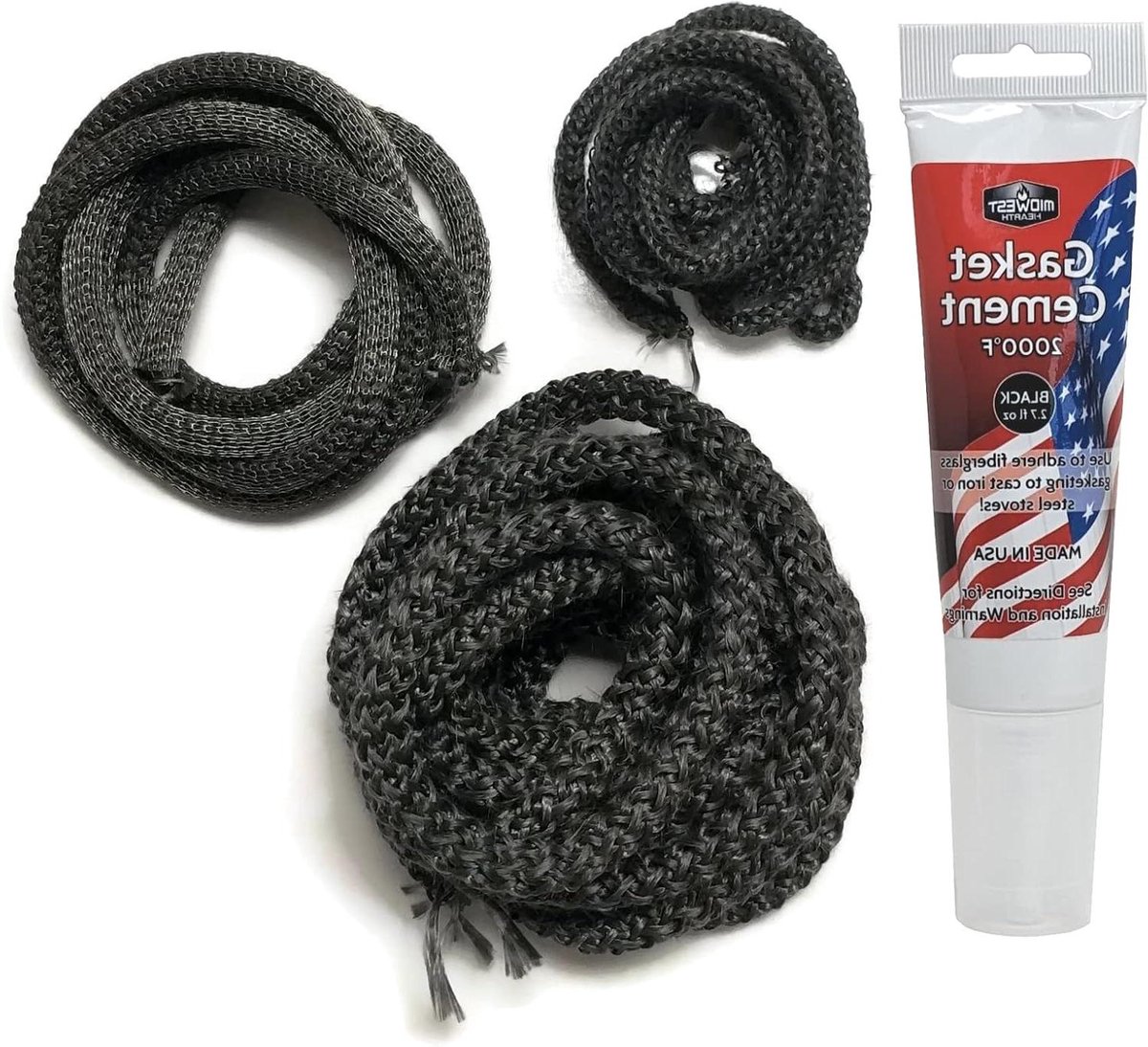Kachel Pakkingset - Reparatieset Kachel - Kachel Onderhoud - Premium Grafiet Touw - Complete Set - Zwart