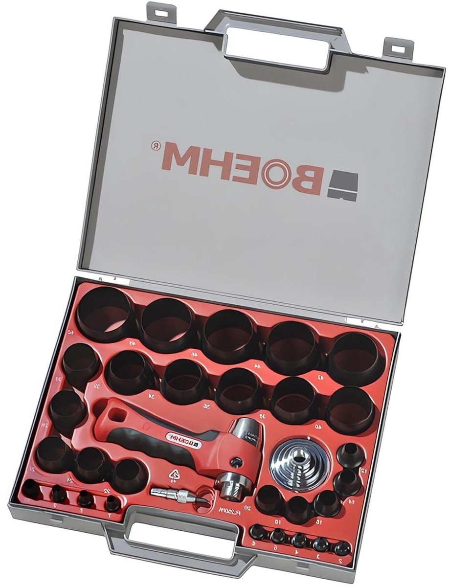 Gatenijzer set - Stansgereedschap - Ringen snijden - Inclusief toebehoren - 2-50 mm - Rood