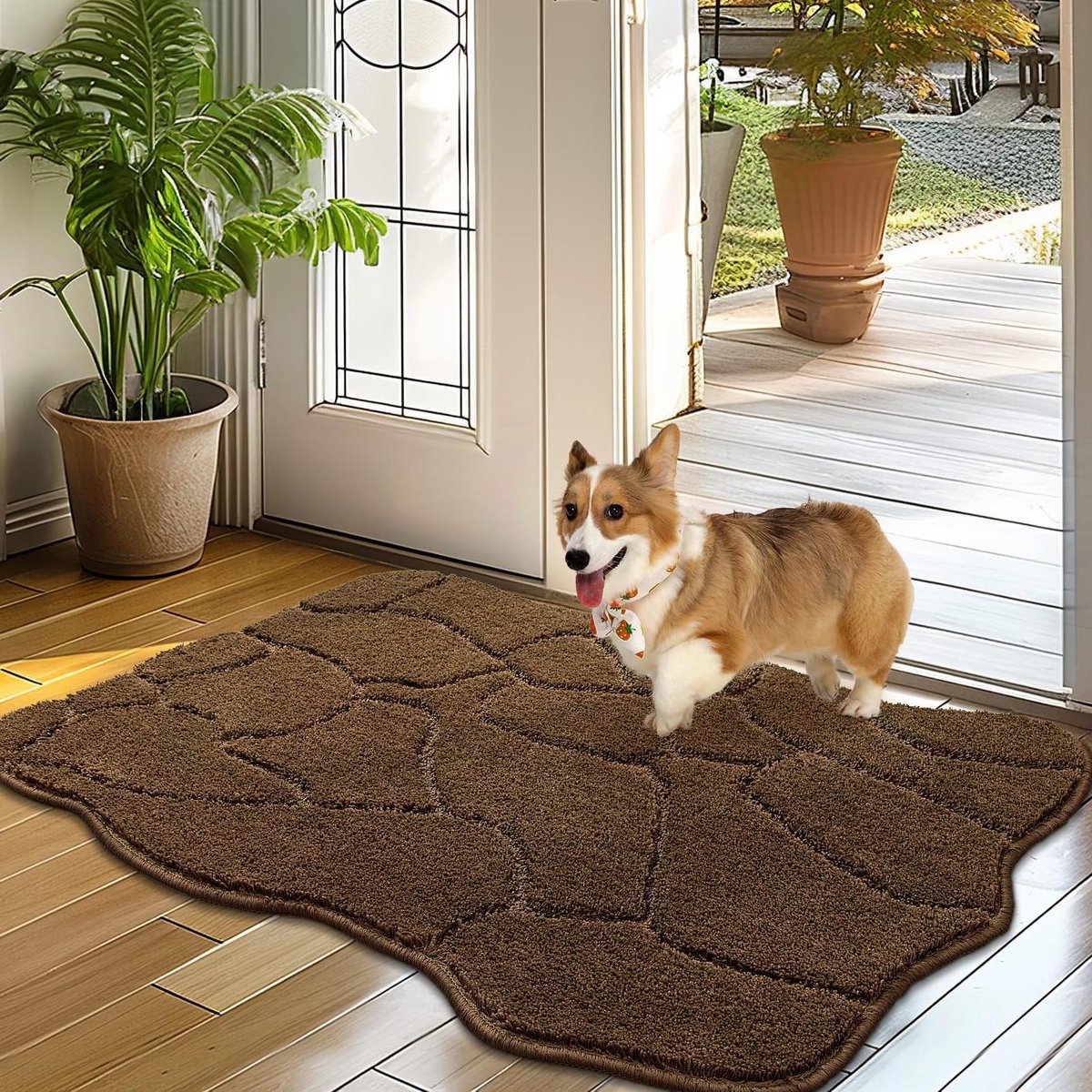 Binnendeurmat - Vuilvangmat entree - Voorkom vuil - Zachte microvezel - 50 x 80 cm - Bruin