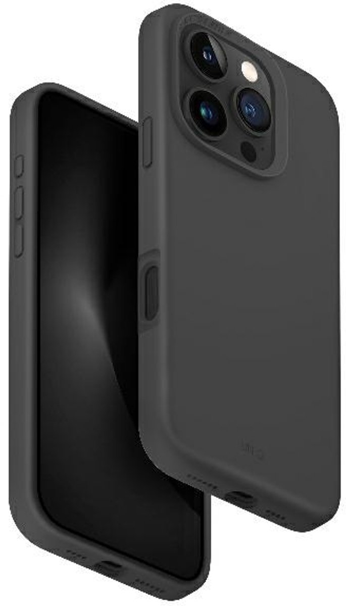 UNIQ Lino Hue - Iphone 16 Pro Max Etui - Magclick Opladen - Charcoal Grijs - Elegant