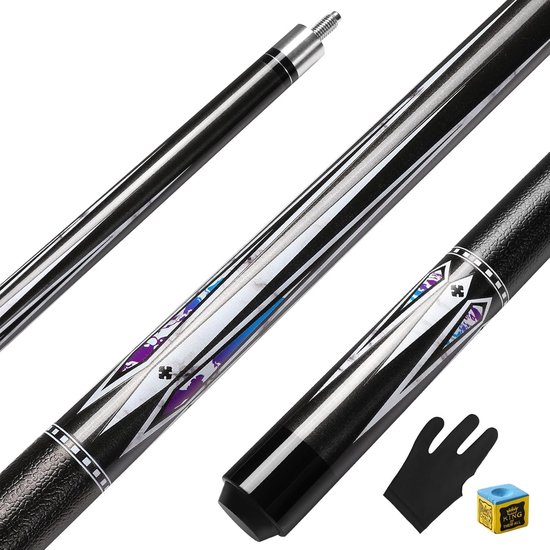 Biljart Keu - Pool Stick - Biljart Spelen - Canadees Esdoornhout - 58 Inch - Blauw — afbeelding 3