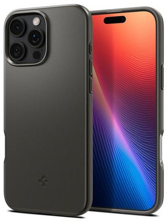 Telefoonhoesje iPhone 16 Pro Max 6.9″ Spigen Thin Fit dun, lichtgewicht, krasbestendig, mat gunmetal