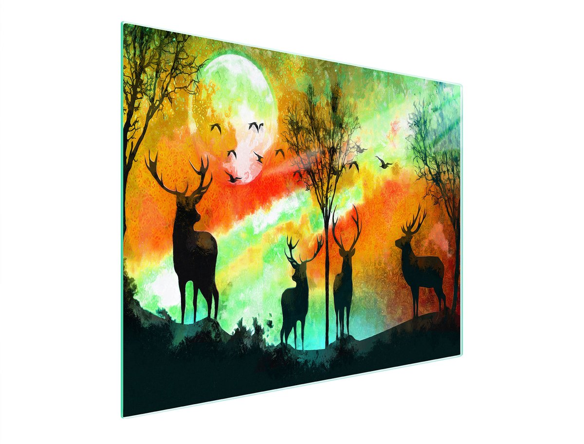 TMK ArtDeko Serie - Snijplank Glas - 52x30 cm - Motief Jacht - Veilige Hoeken