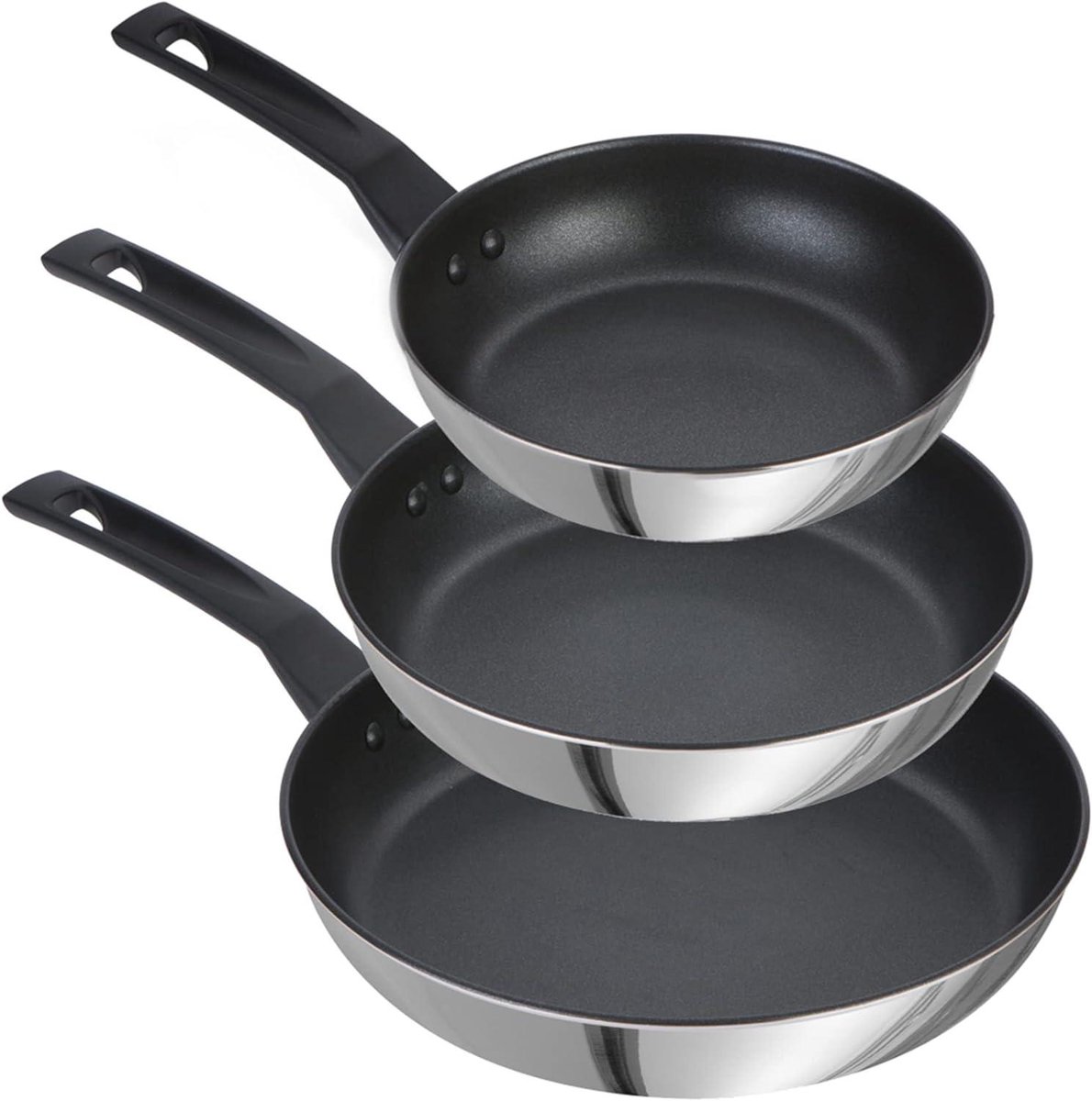 Koekenpan Set - Koekenpannen Set - Gezond Koken - 9x Sterker Dan Titanium - 21/25/29 cm - Zilver